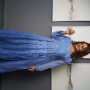 Blue Dress with Black embroidery