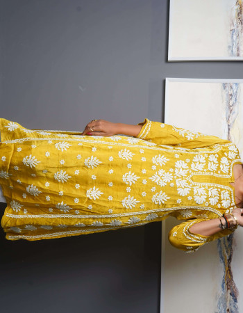 Yellow Dress with white embroidery