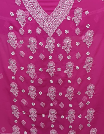 New Mast magenta Pink With White Embroidered Dress Material 62