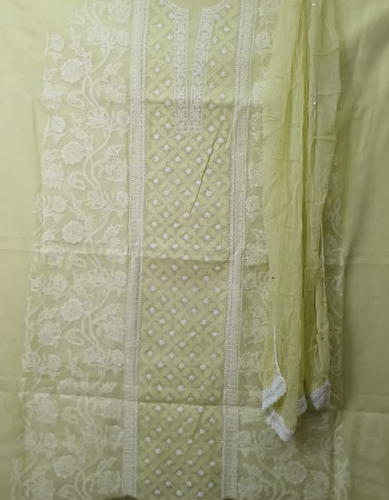 New Dhani Green With White Embroidered Dress Material 61