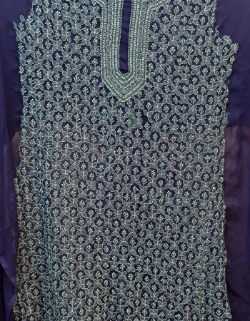 Persian Blue With White Embroidered Dress Material 59