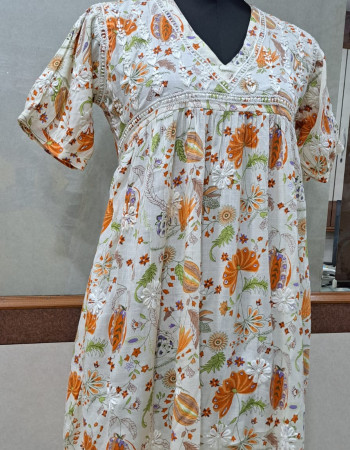 New Red  With White Embroidered Dress Material 55