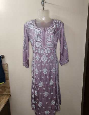 Purple Embroidered Long Kurta