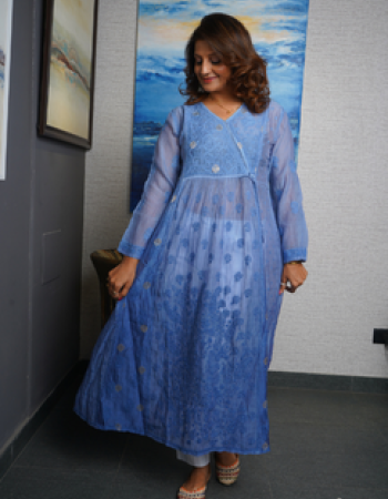 Purple Embroidered Long Kurta