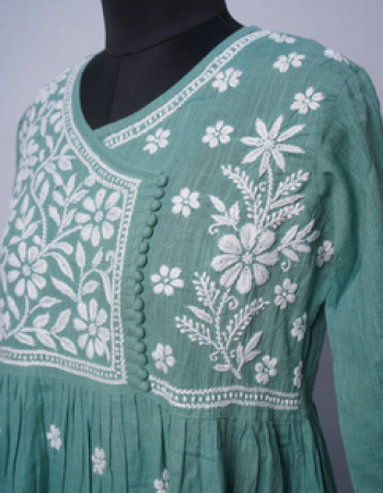 Light Green Embroidered Long Kurta