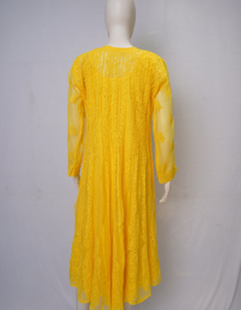 Yellow Embroidered Long Kurta
