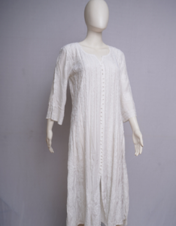 White Embroidered Long Kurta