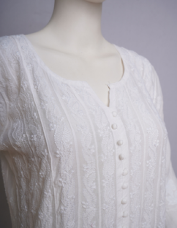 White Embroidered Long Kurta