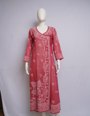 Red Embroidered Long Kurta