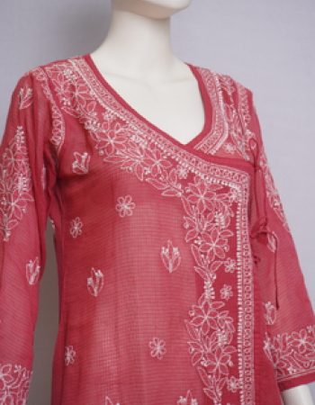Red Embroidered Long Kurta
