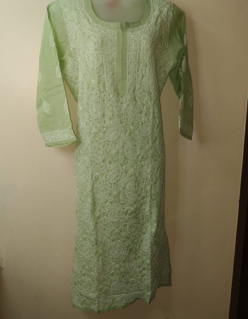 Green Embroidered Long Kurta