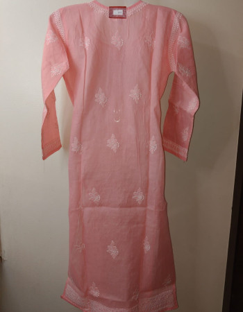 Pink Embroidered Long Kurta