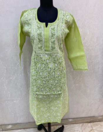 Light Green Embroidered Long Kurta