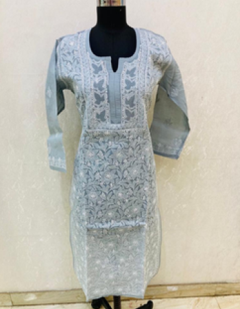 Gray Embroidered Long Kurta