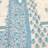 Blue And white Embroidered Short Kurta