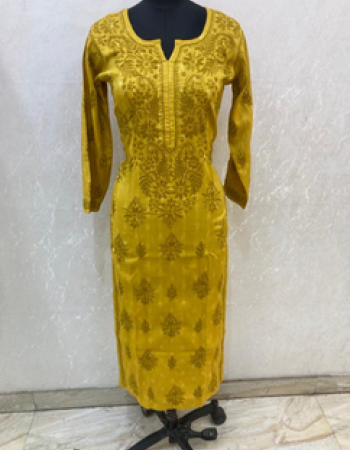 Yellow Embroidered Long Kurta