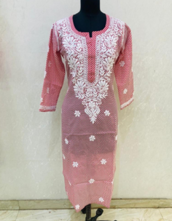 Pink Embroidered Long Kurta