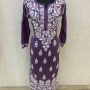 Dark Purple Embroidered Long Kurta