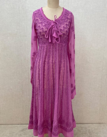 Pink Embroidered Long Dress