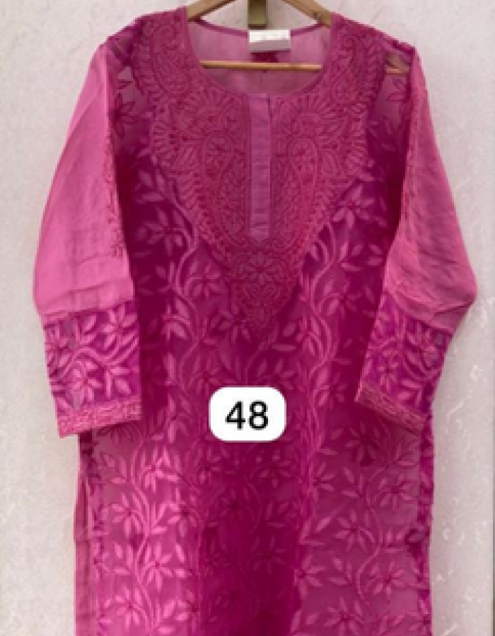 Purple Embroidered Long Kurta