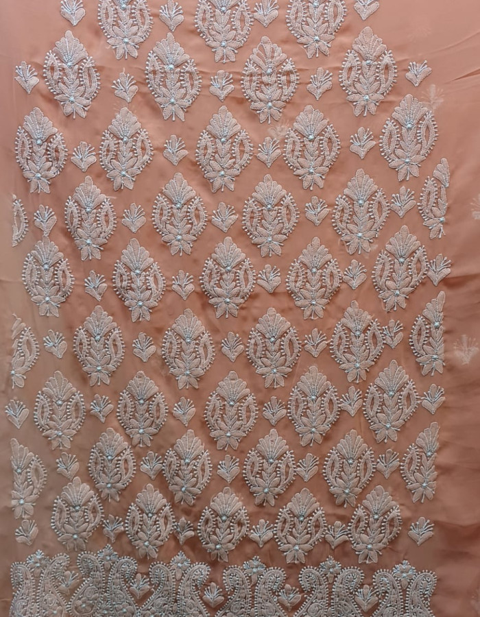 New Cream With White Embroidered Dress Material 57 New Cream With White Embroidered Dress Material 57