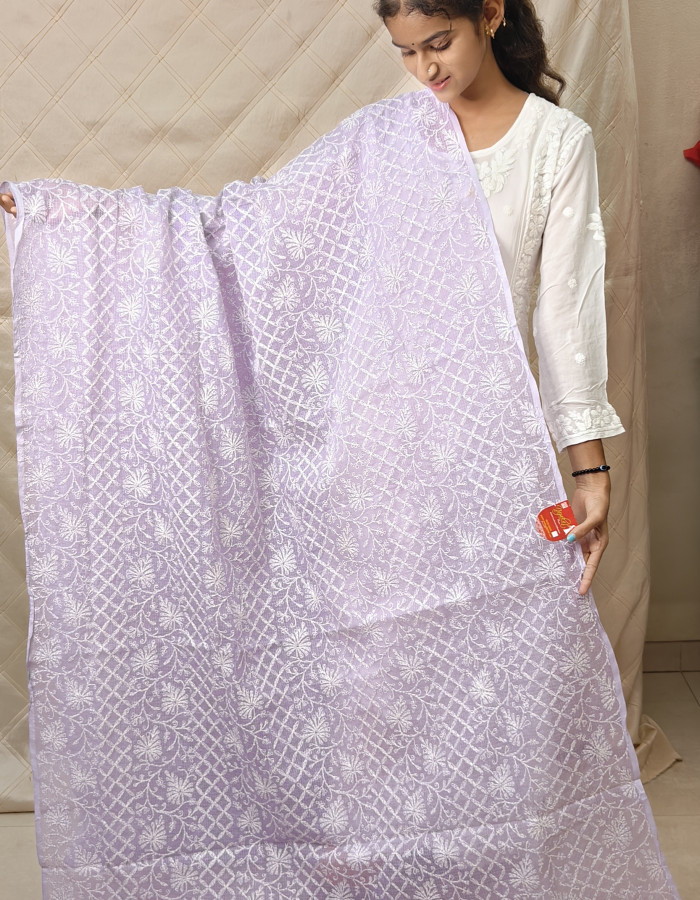 Lilac Kota Tepchi Jaal Dupatta