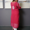 Fuchsia Pink With White Embroidered Long Kurta Fuchsia Pink With White Embroidered Long Kurta