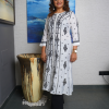 White With Black Embroidered Long Kurta
