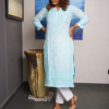 Sky Blue Embroidered Long Kurta