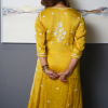 Yellow With White Embroidered Long Kurta Yellow With White Embroidered Long Kurta