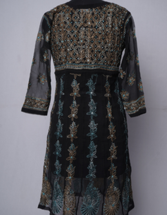 Black Embroidered Long Kurta