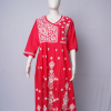 Red Embroidered Long Kurta