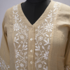 Cream And White Embroidered Long Kurta