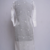 White Embroidered Long Kurta with yolk pattern