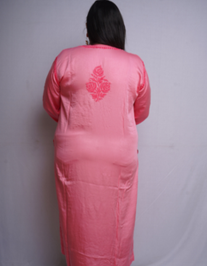 Dark Pink Embroidered Long Kurta Dark Pink Embroidered Long Kurta