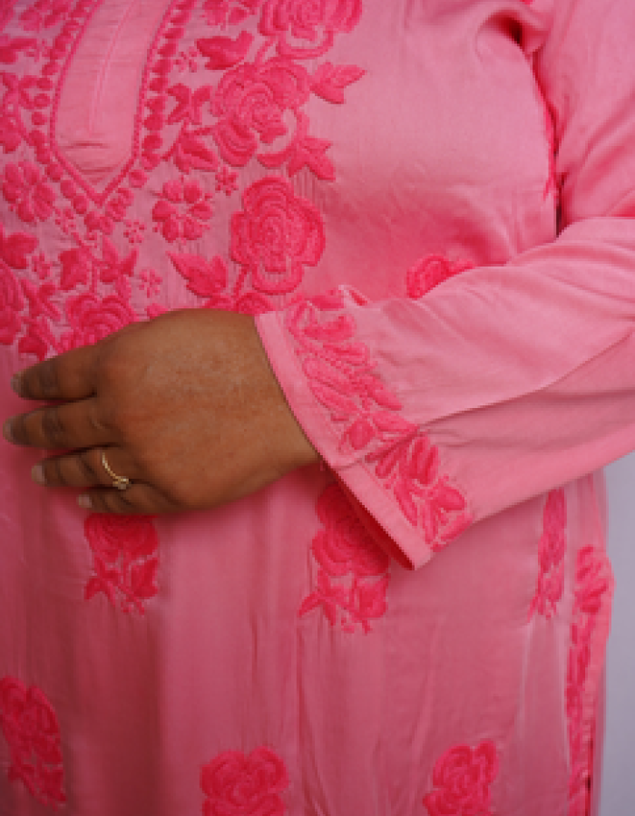 Dark Pink Embroidered Long Kurta Dark Pink Embroidered Long Kurta
