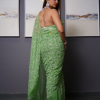 Sap Green Georgette Saree | Tepchi Threadwork All Over with Blouse