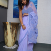 Purple Fine Georgette Saree | Tone-to-Tone Threadwork with Palla Booti Pattern