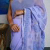 Purple Fine Georgette Saree | Tone-to-Tone Threadwork with Palla Booti Pattern