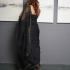 Matte Black Organza Silk Dupatta | Lucknowi Chikankari & Mukesh Borders with Blouse Matte Black Organza Silk Dupatta | Lucknowi Chikankari & Mukesh Borders with Blouse