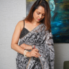Black Fine Georgette Saree | White Threadwork with Gotapatti Jaal & Gold Tissue Edging Black Fine Georgette Saree | White Threadwork with Gotapatti Jaal & Gold Tissue Edging