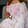 White Saree With Pink Embroidered 