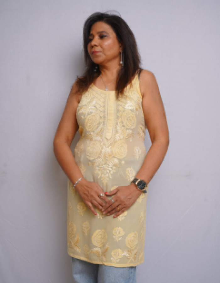 Cream Embroidered Short Kurta Cream Embroidered Short Kurta