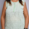 Green Embroidered Sleeveless Short Top