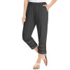  Black Embroidered Cotton Cropped Pants