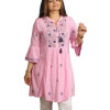 Pink Embroidered Tunic with Tassel Tie Pink Embroidered Tunic with Tassel Tie