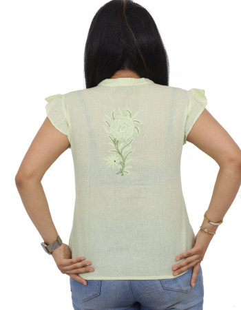 Light Green Embroidered Short Top