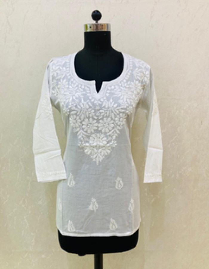white Embroidered Short Kurta white Embroidered Short Kurta