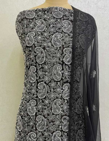 Black Embroidered Long Kurta Material