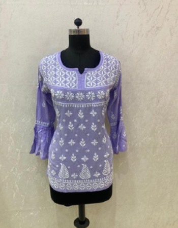 Purple Embroidered Long Kurta